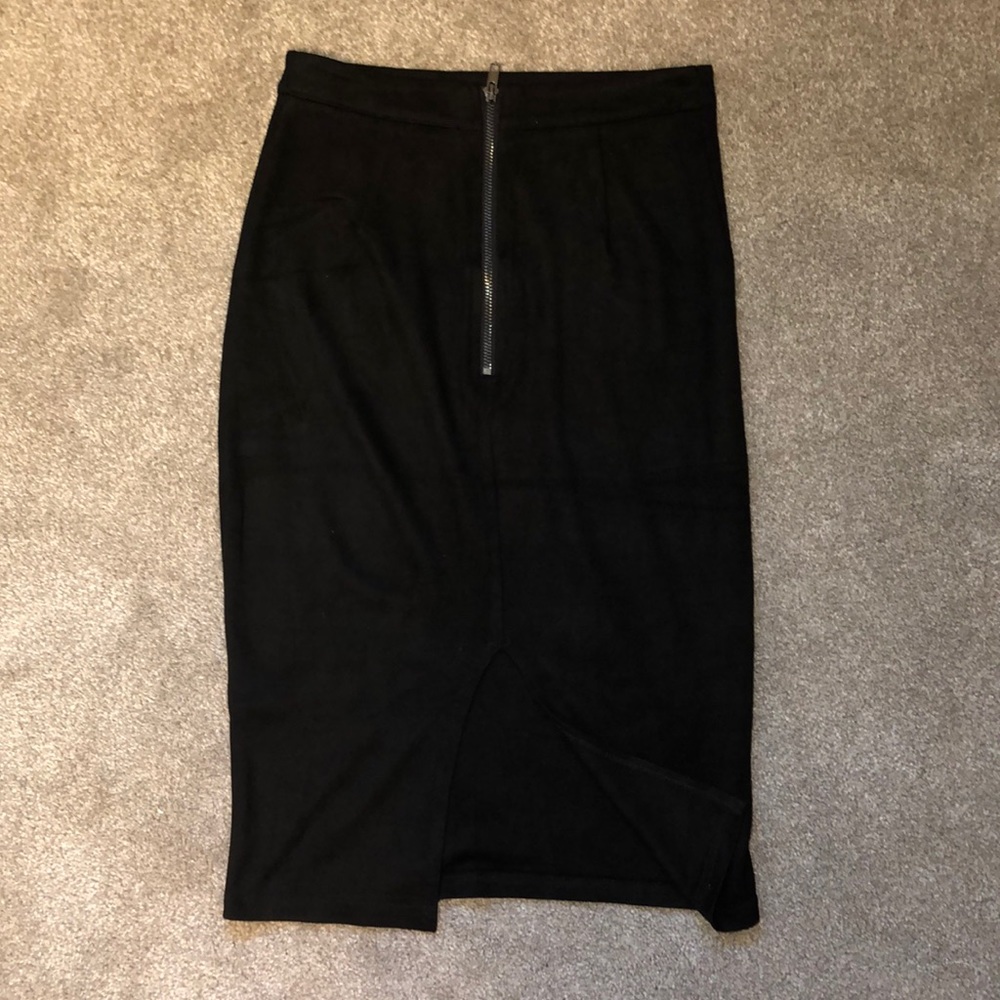 Suede vintage pencil skirt with back slit